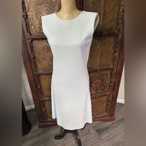 Amina Rubinacci Classic White and silver Sleeveless A-Line Dress 42